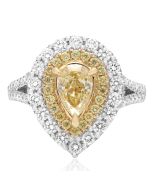 Pear-shaped Fancy Yellow Double Halo Ring