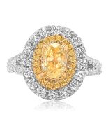 Oval Fancy Yellow Double Halo Ring