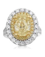 Platinum Five Carat Yellow Diamond Ring