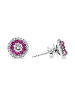 Pink Sapphire Halo Stud Earrings