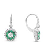 Diamond & Emerald Halo Earrings