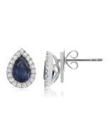 Pear-shaped Sapphire Halo Stud Earrings