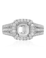 White Gold Triple Pave Shank Engagement Setting